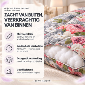 Dekbed Zonder Overtrek grijs met rozen