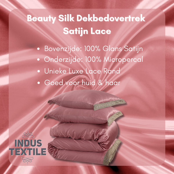 Dekbedovertrek Beauty Silk Lace - Rosewood - 100% Glans Satijn