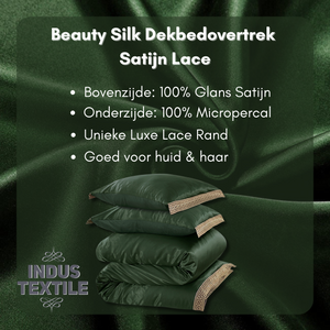 Dekbedovertrek Beauty Zijden Kant - Olijfgroen - 100% Glans Satijn 