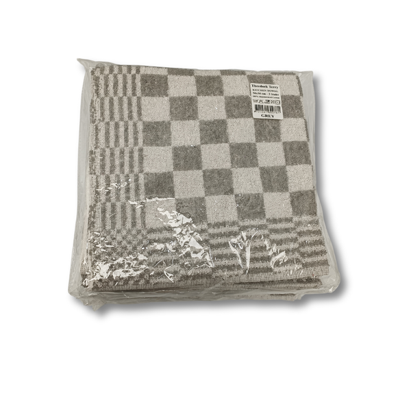 Keukendoek - Handdoek Geblokt Grijs