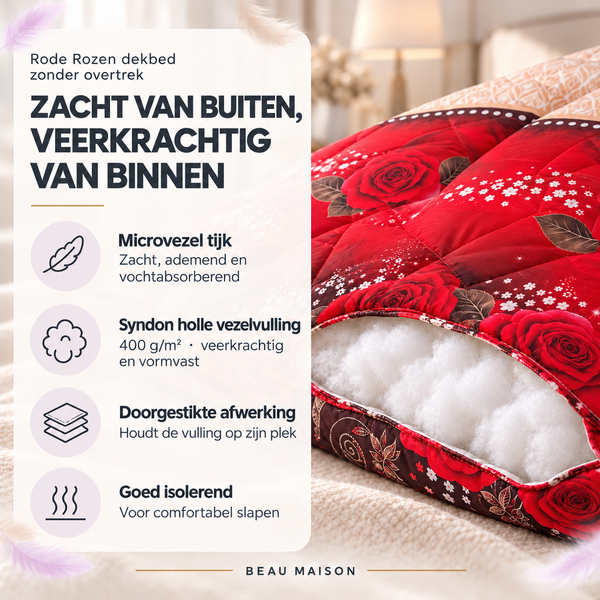 Dekbed Zonder Overtrek met rode Rozen