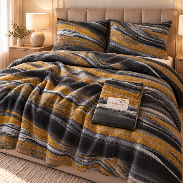 Duvet Cover Marble Black Gold