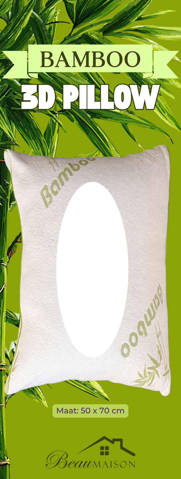 Bamboe 3D Pillow - 50 x 70 cm