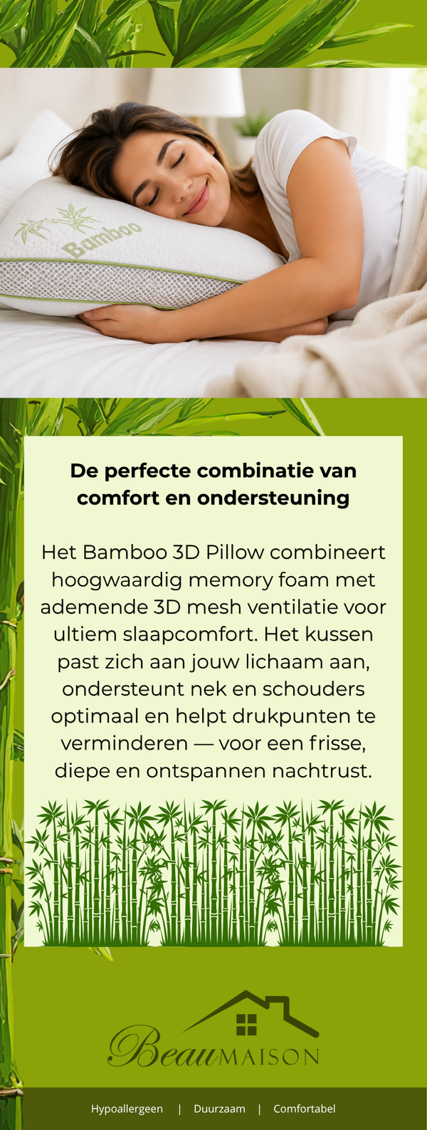 Bamboe 3D Pillow - 50 x 70 cm