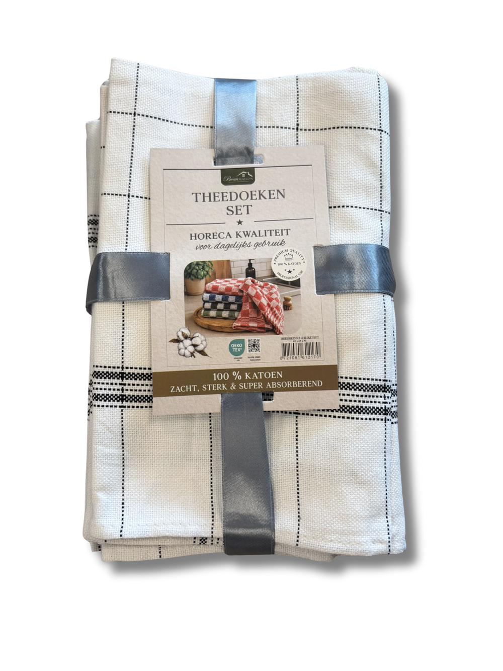 Theedoek National Check - Kwaliteit 100% Katoen - Zwart - 65 x 65 cm