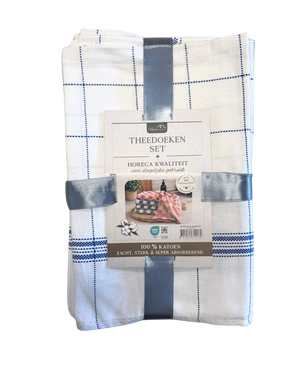 Theedoek National Check - Kwaliteit 100% Katoen - Blauw - 65 x 65 cm