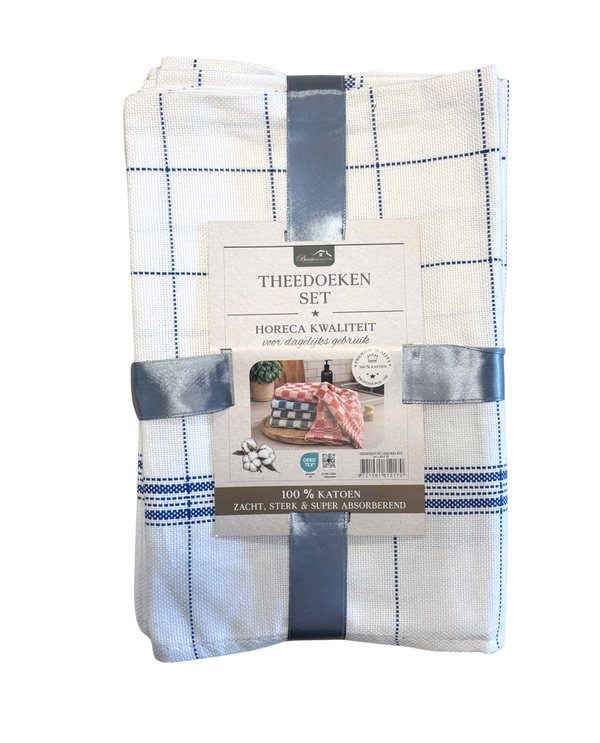 Theedoek National Check - Kwaliteit 100% Katoen - Blauw - 65 x 65 cm