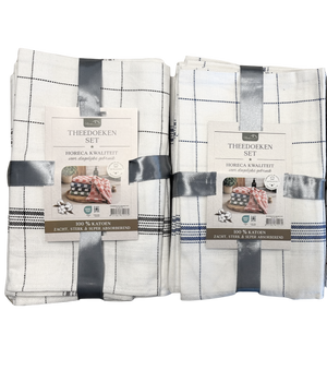Theedoek National Check - Kwaliteit 100% Katoen - Zwart - 65 x 65 cm