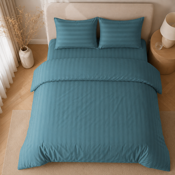 Hotellinnen Dekbedovertrek Blauw | 27mm Streep
