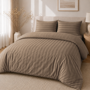 Hotellinnen Dekbedovertrek Taupe | 27mm Streep