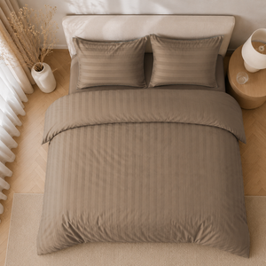 Hotellinnen Dekbedovertrek Taupe | 27mm Streep