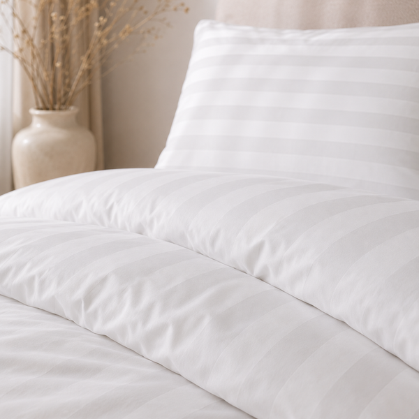 Hotellinnen Dekbedovertrek Wit | 27mm Streep