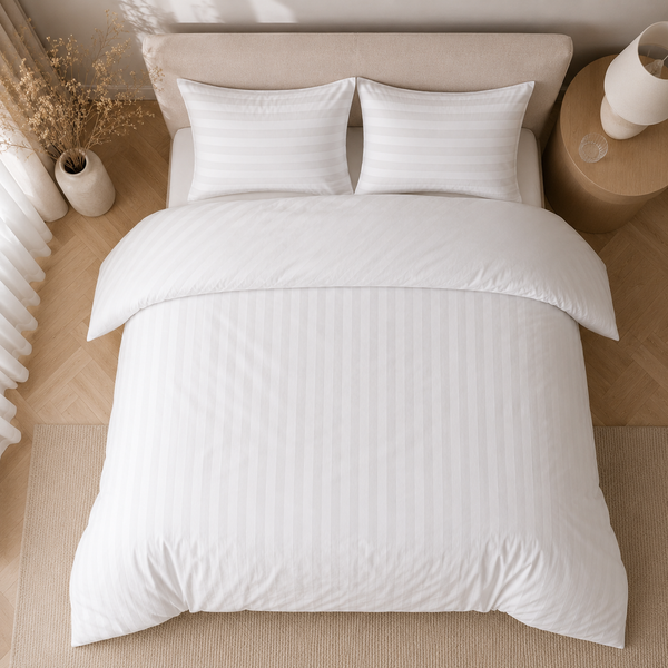 Hotellinnen Dekbedovertrek Wit | 27mm Streep