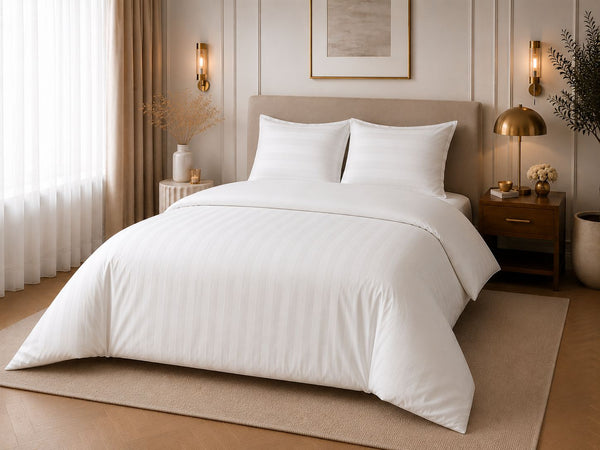 Hotellinnen Dekbedovertrek Wit | 27mm Streep