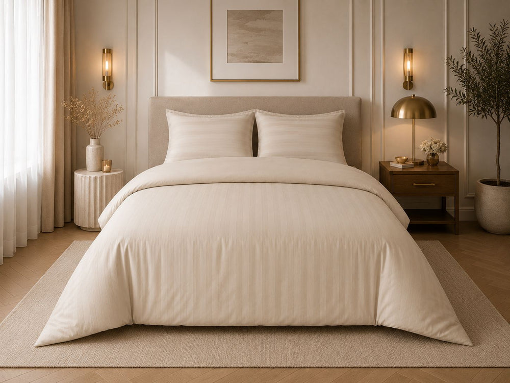 Hotellinnen Dekbedovertrek Zand | 27mm Streep