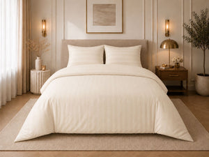 Hotellinnen Dekbedovertrek Crème | 27mm Streep