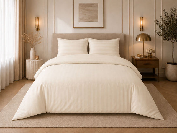 Hotellinnen Dekbedovertrek Crème | 27mm Streep