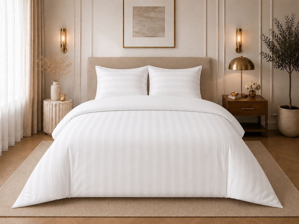 Hotellinnen Dekbedovertrek Wit | 27mm Streep
