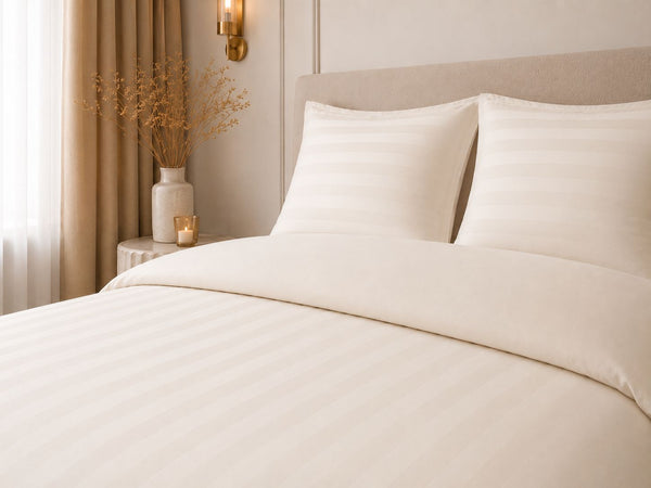 Hotellinnen Dekbedovertrek Crème | 27mm Streep