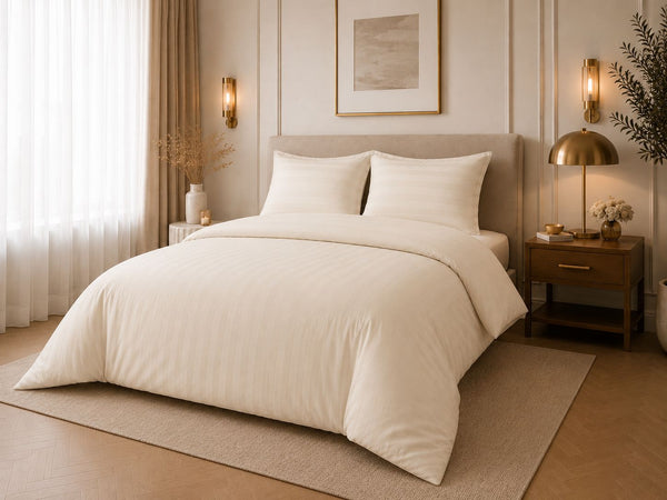 Hotellinnen Dekbedovertrek Crème | 27mm Streep