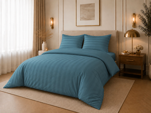 Hotellinnen Dekbedovertrek Blauw | 27mm Streep