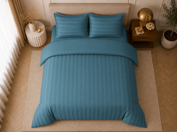 Hotellinnen Dekbedovertrek Blauw | 27mm Streep