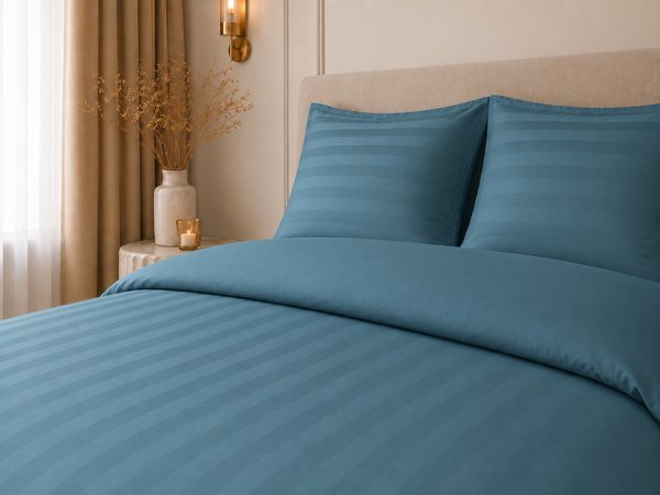 Hotellinnen Dekbedovertrek Blauw | 27mm Streep