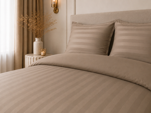 Hotellinnen Dekbedovertrek Taupe | 27mm Streep