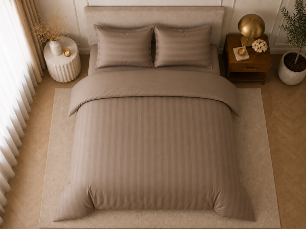 Hotellinnen Dekbedovertrek Taupe | 27mm Streep
