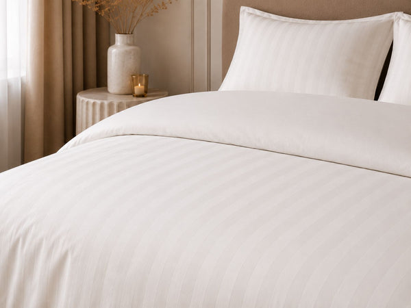 Hotellinnen Dekbedovertrek Wit | 27mm Streep