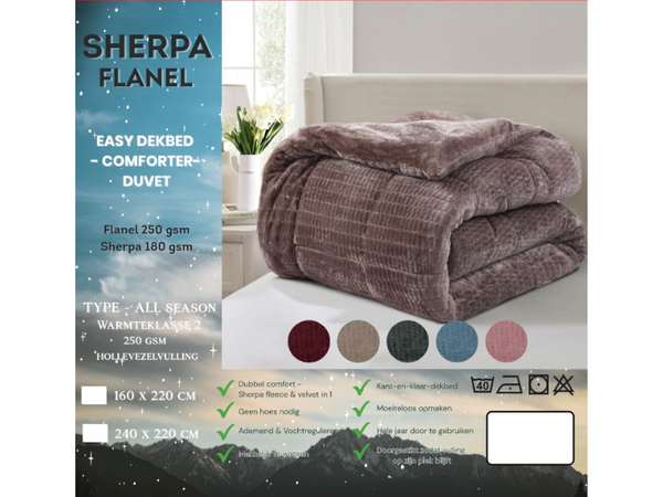 Sherpa Flanel Easy Dekbed - Beige