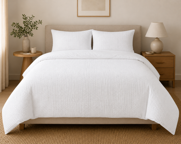 Waffle Duvet Cover White