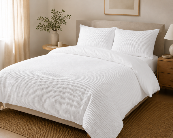 Waffle Duvet Cover White