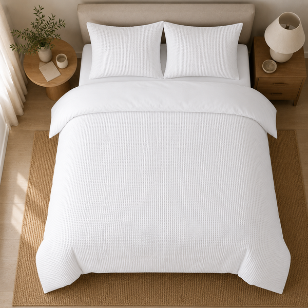 Waffle Duvet Cover White