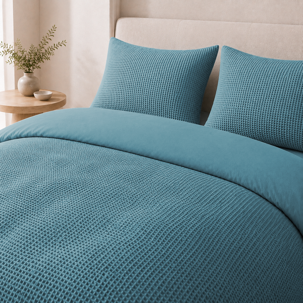 Waffle Dekbedovertrek Blauw