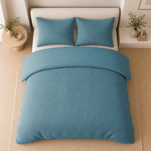 Waffle Dekbedovertrek Blauw