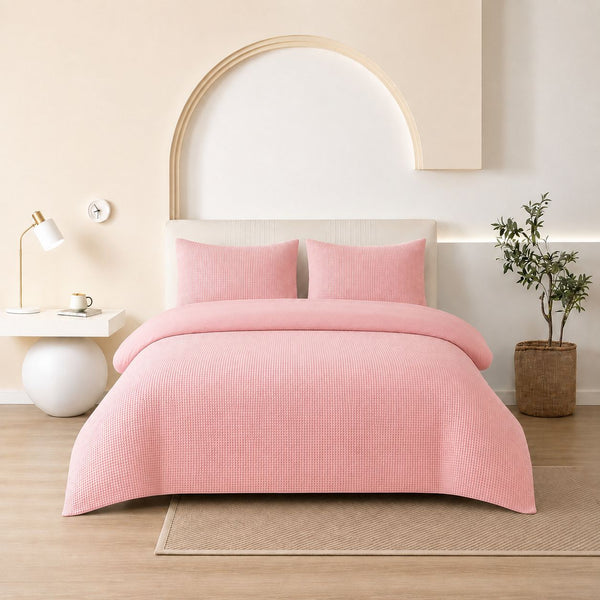 Waffle Duvet Cover Pink