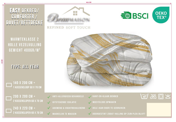 Dekbed Zonder Overtrek Marble White Gold - Easy Dekbed