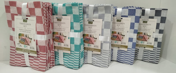 Theedoek Geblokt Horeca Kwaliteit 100% Katoen - Groen - 65 x 65 cm