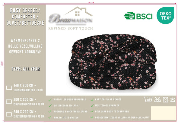 Dekbed Zonder Overtrek Japon Black | Easy Dekbed