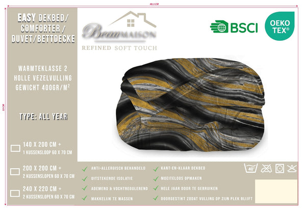 Dekbed Zonder Overtrek Marble Black Gold - Easy Dekbed