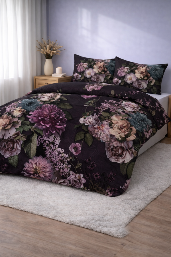 Dekbed Zonder Overtrek Purple Flowers - Easy Dekbed