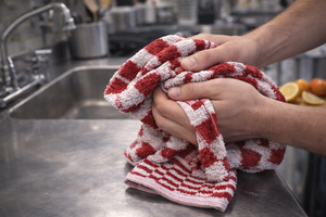 Keukendoek - Handdoek Geblokt Rood