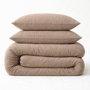 Mousseline Dekbedovertrek Taupe - 100% Premium Perkaal Katoen