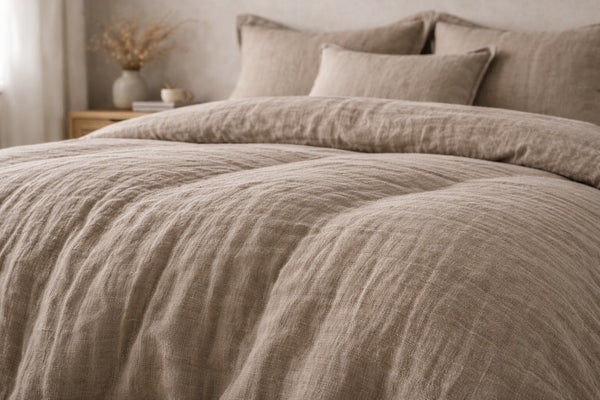 Mousseline Dekbedovertrek Taupe - 100% Premium Perkaal Katoen