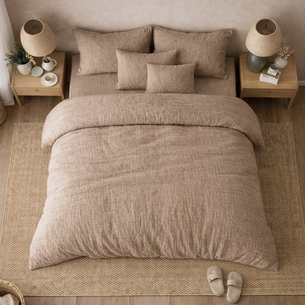 Mousseline Dekbedovertrek Taupe - 100% Premium Perkaal Katoen