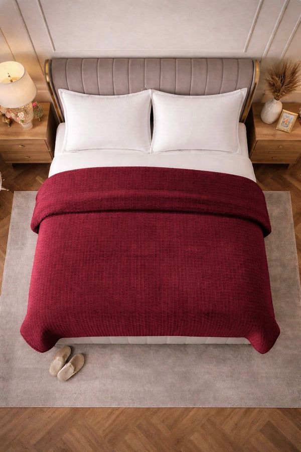 Sherpa Flanel Easy Dekbed - Bordeaux