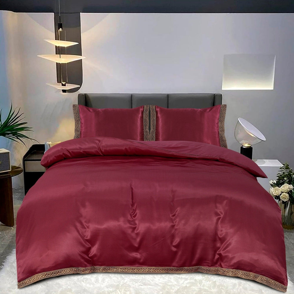 Dekbedovertrek Beauty Zijden Kant - Bordeaux - 100% Glans Satijn 