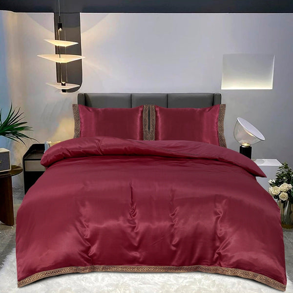 Dekbedovertrek Beauty Zijden Kant - Bordeaux - 100% Glans Satijn 