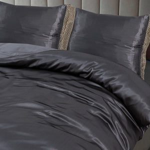 Dekbedovertrek Beauty Silk Lace - Grijs - 100% Glans Satijn 